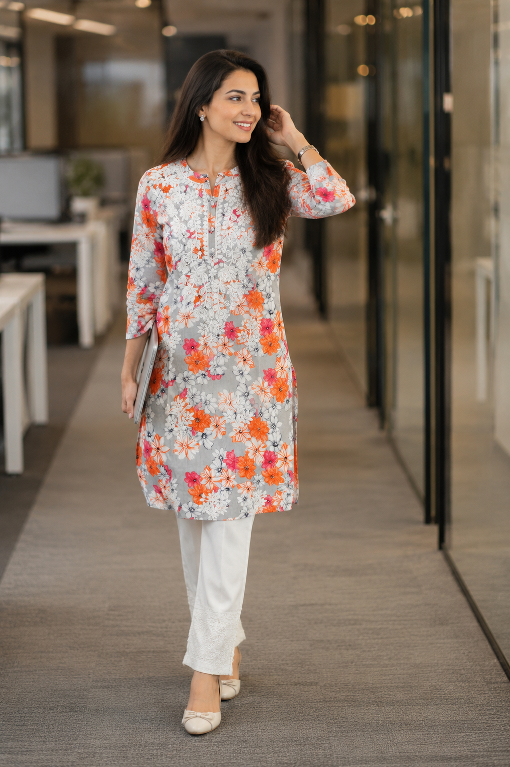 Excusive Orange Lucknowi Chikankari Cordset
