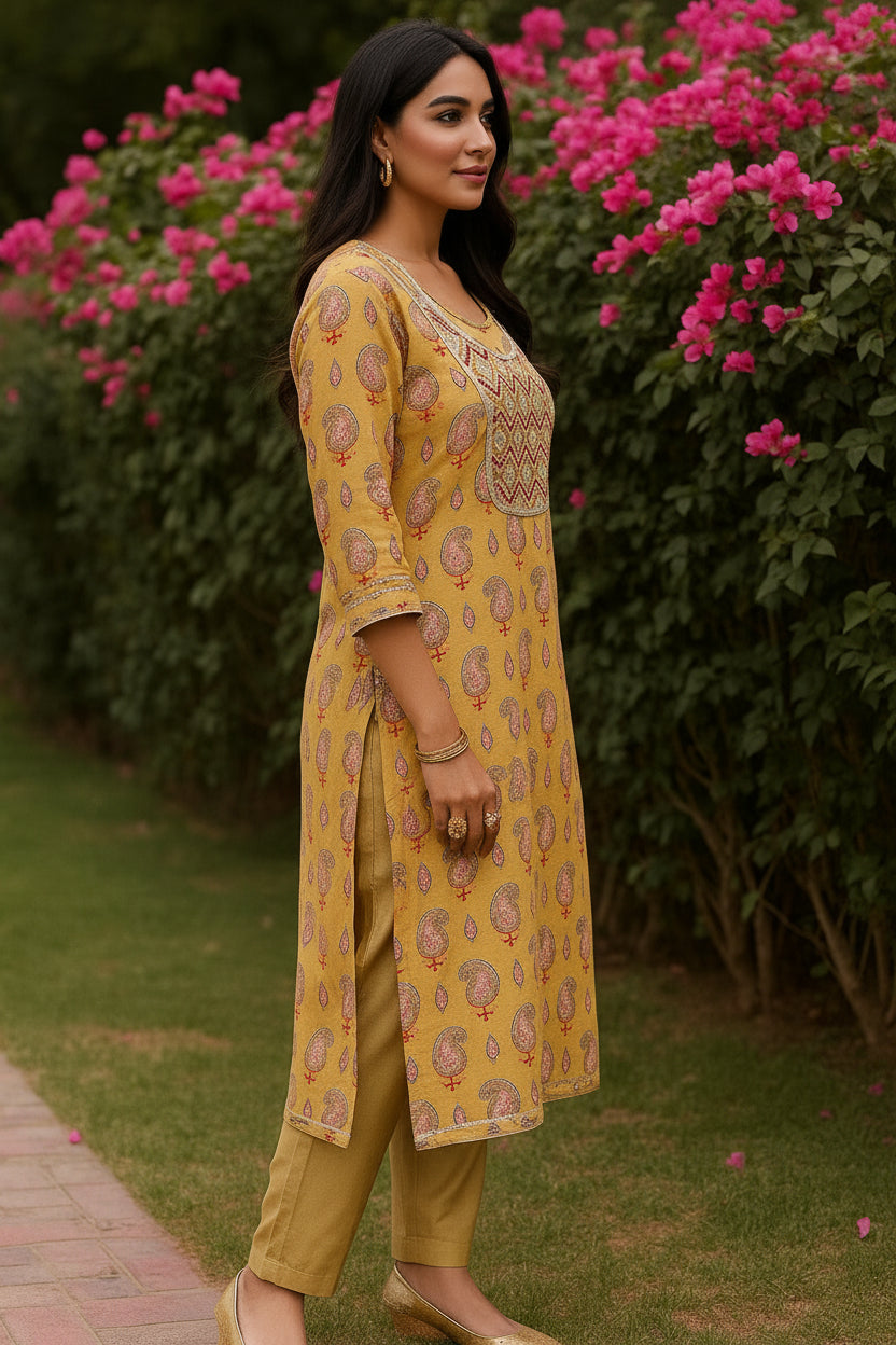 Office Wear Paisley Kurti