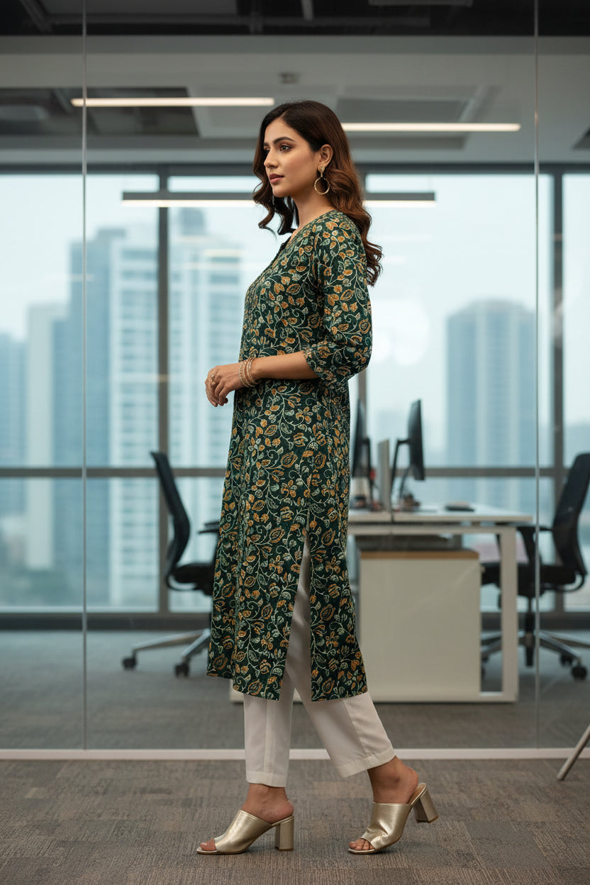 Jaipuri Cotton Straight Kurti