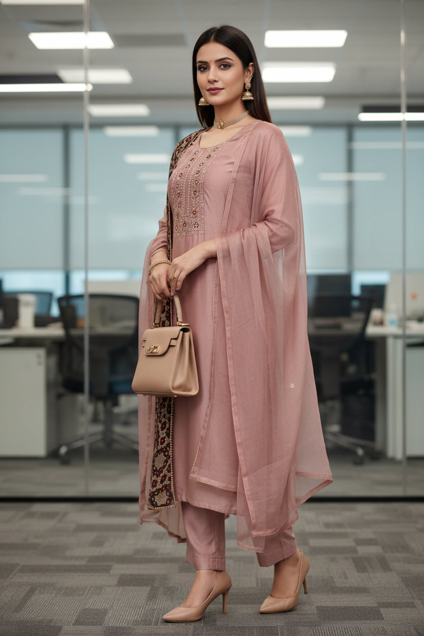 Pink Color Party Wear Premium Salwar Kameez and Dupatta
