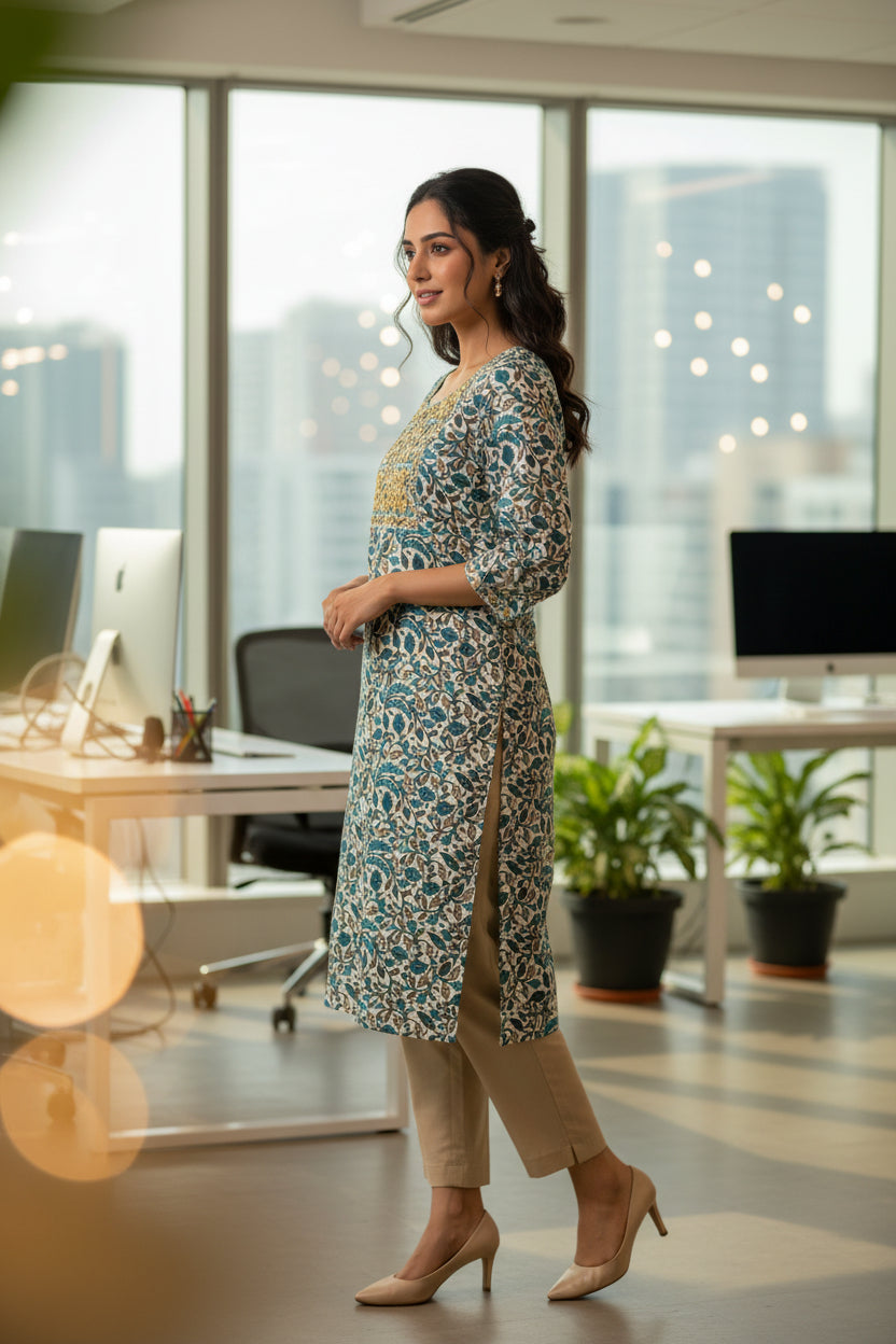 Sanganeri Blue Cotton Kurti