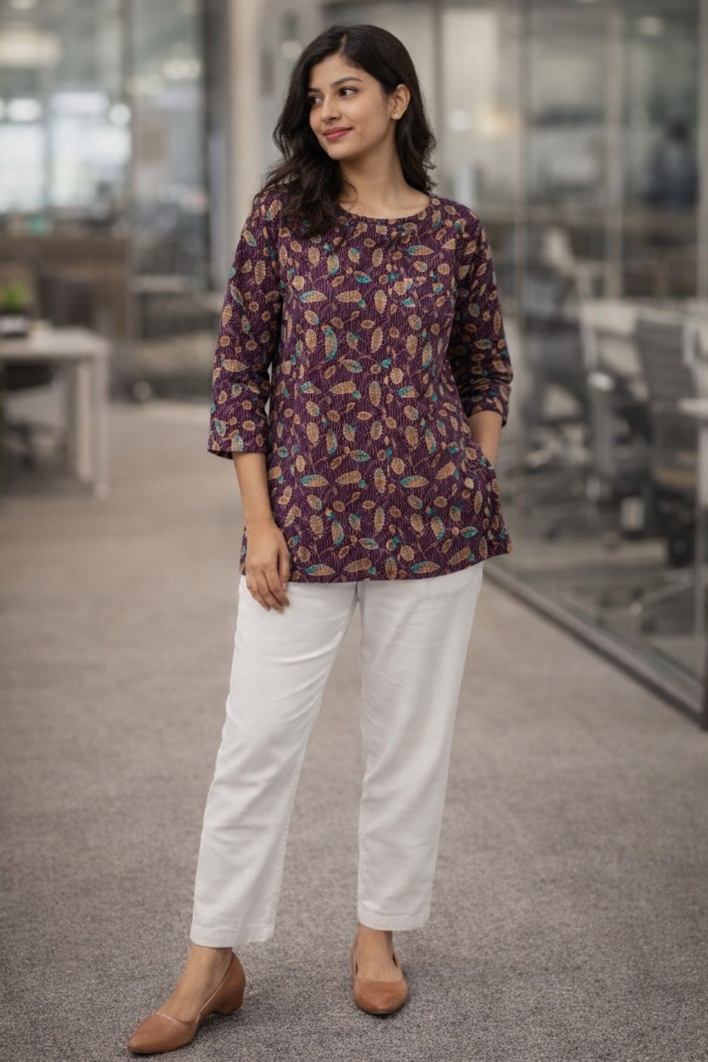 Sreeja Wine color Formal Short Kurti