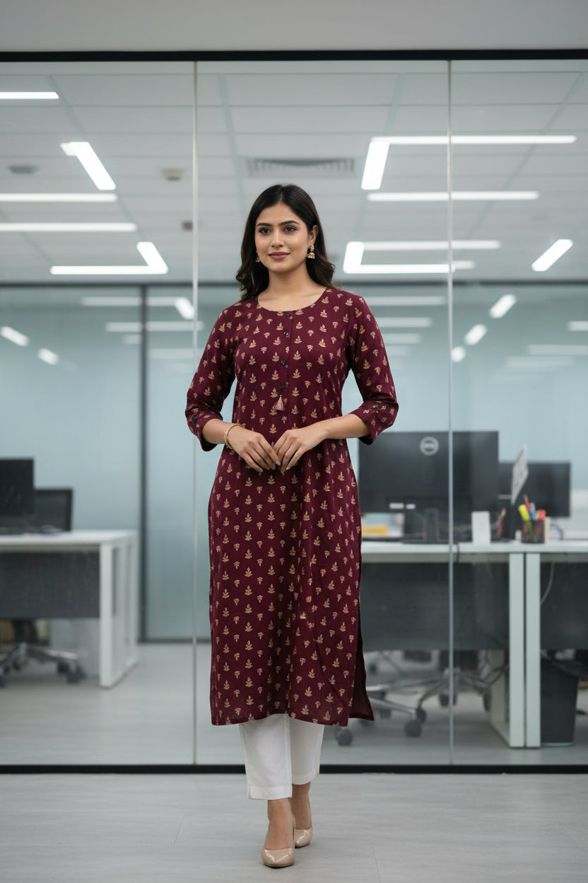 Formal Wear Wine Color Kurti