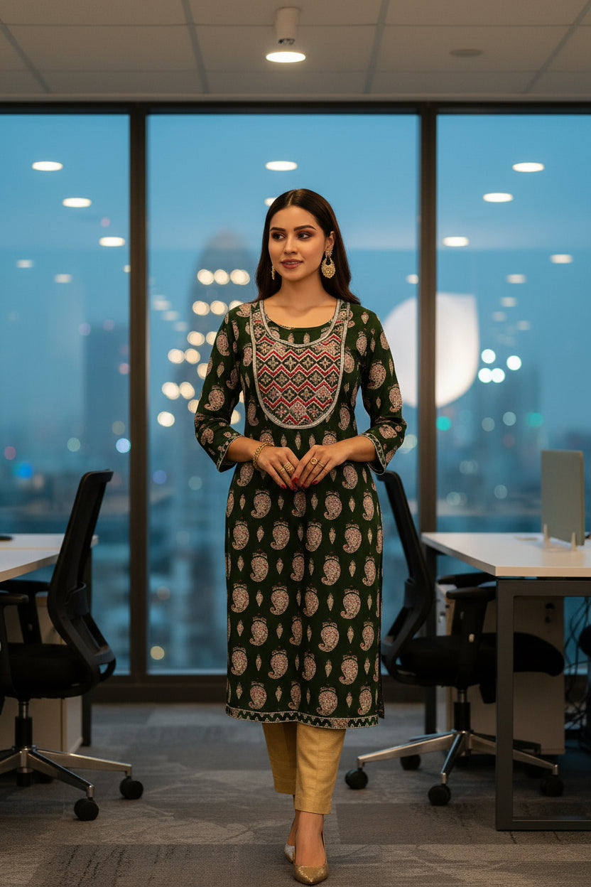 Office Wear Paisley  Kurti