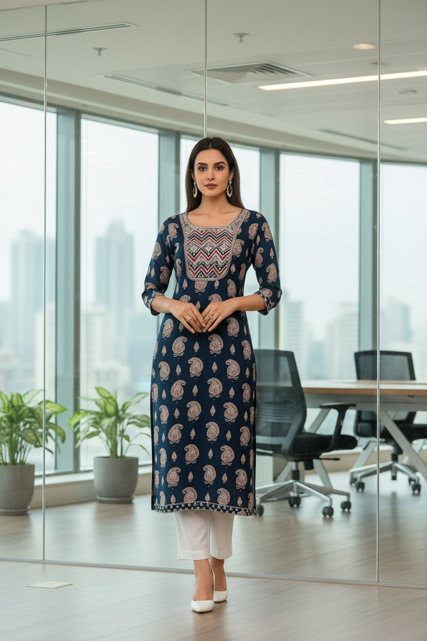 Office Wear Paisley Kurti