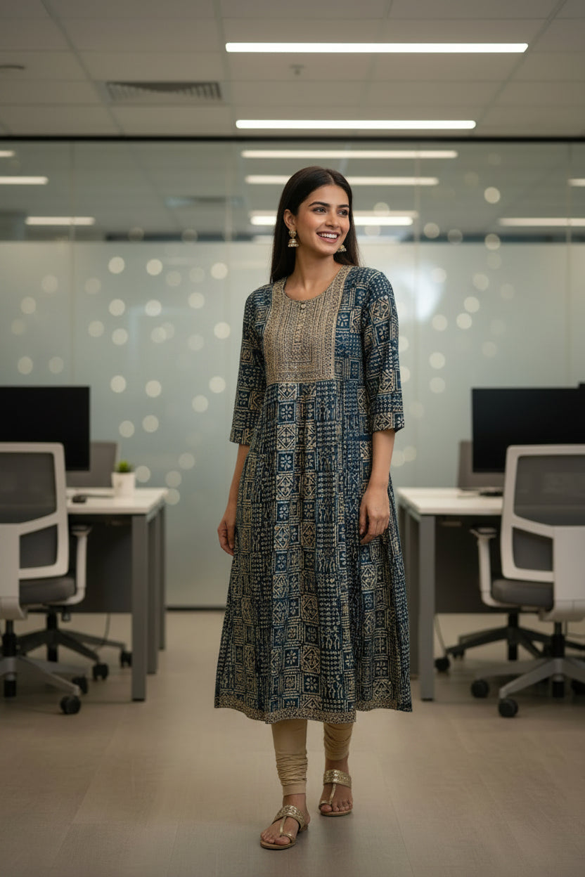 Ethnic Cotton A line  Kurti