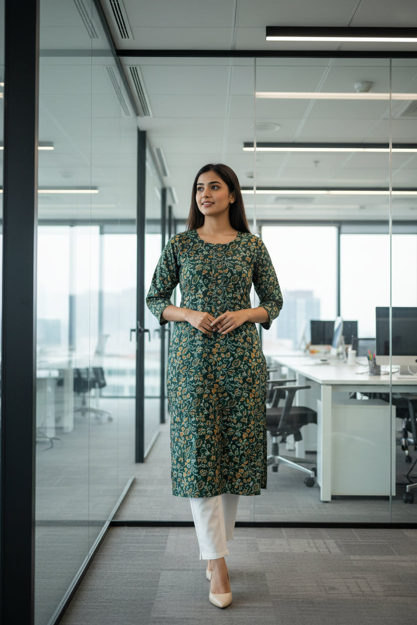 Jaipuri Cotton Straight Kurti