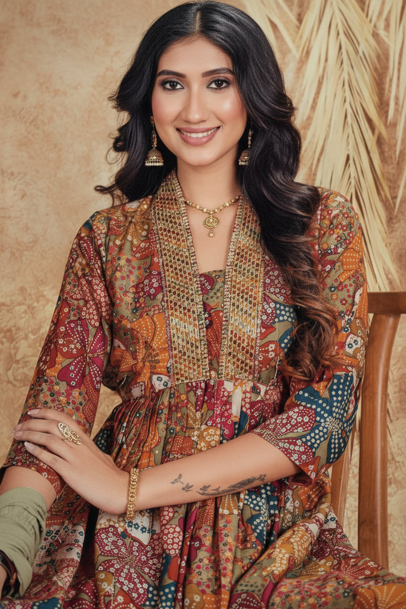 PartyWear Floral Premium Salwar Kameez Dupatta