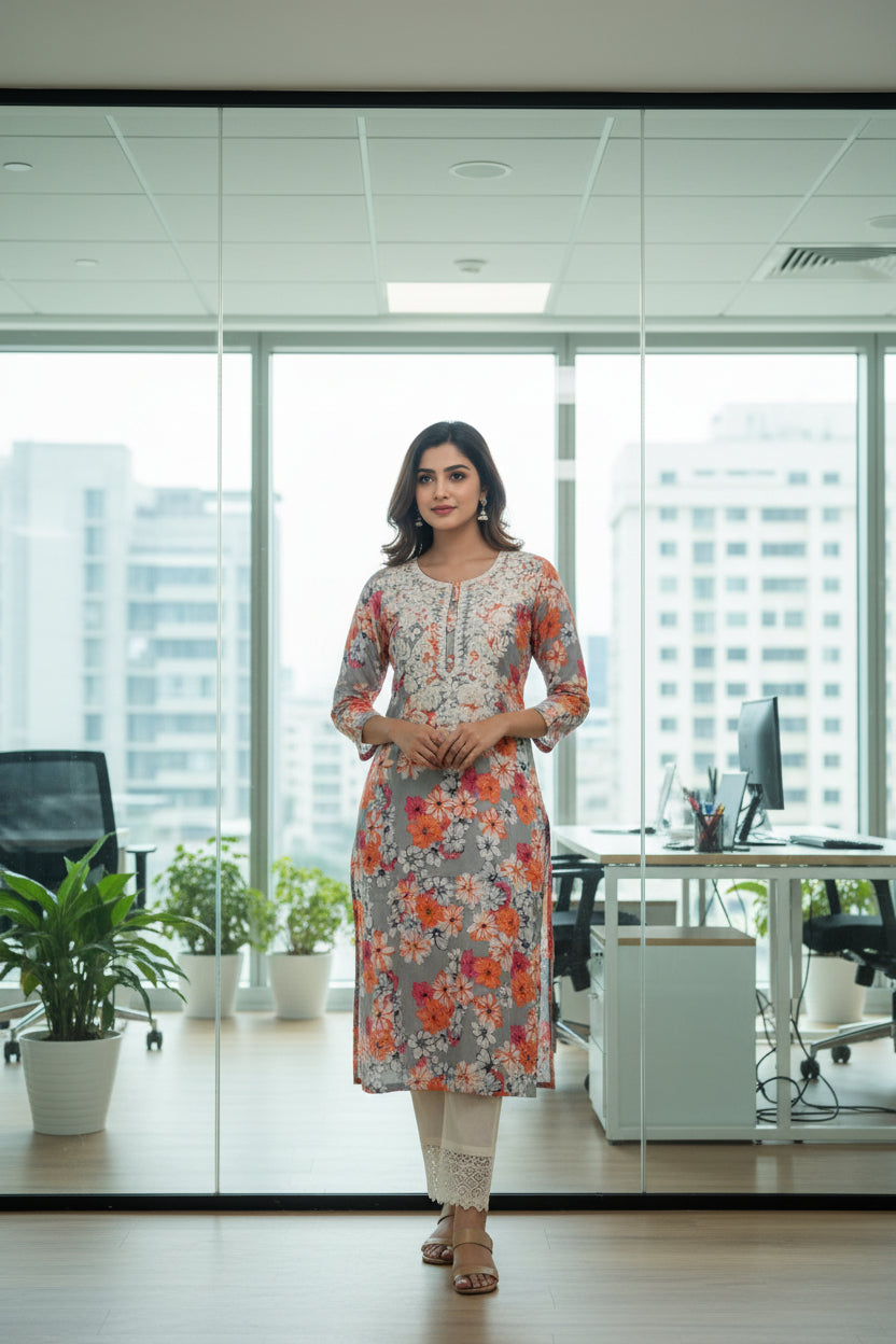 Excusive Orange Lucknowi Chikankari Cordset