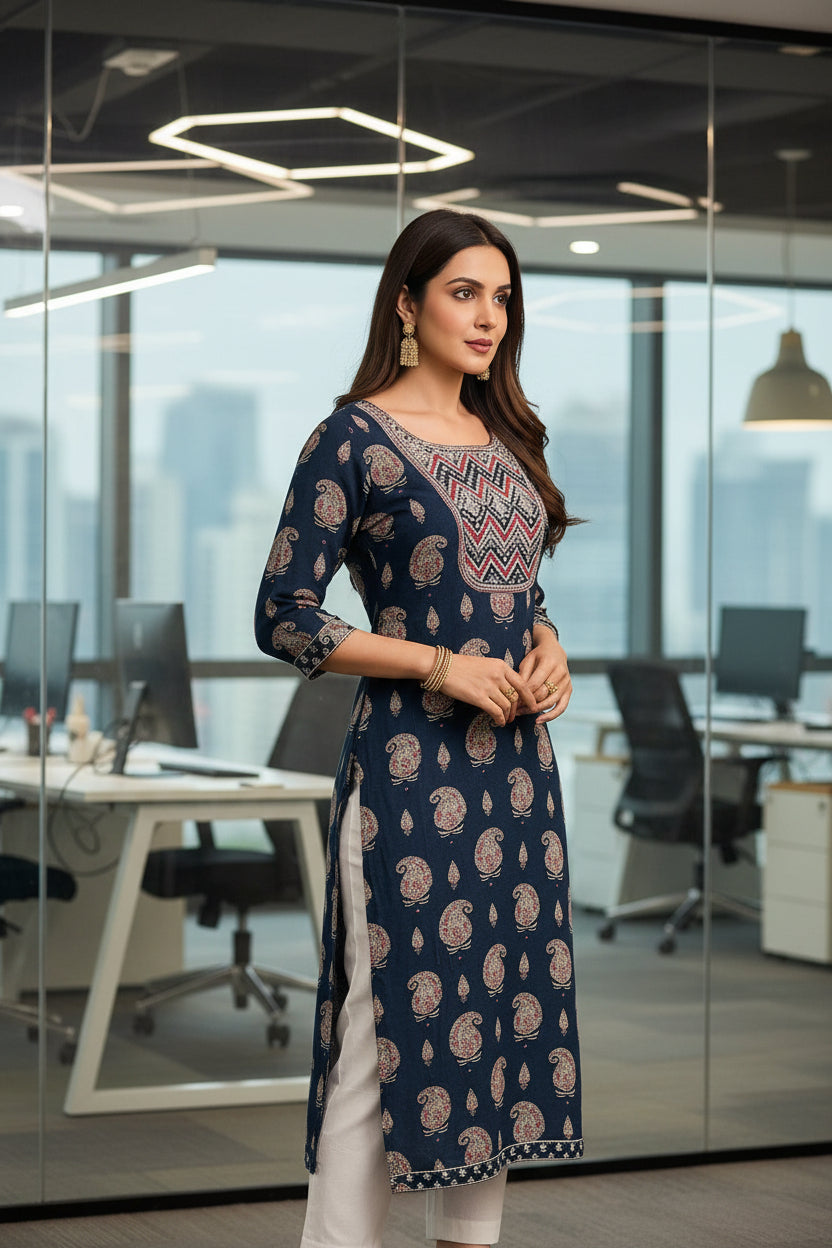 Office Wear Paisley Kurti