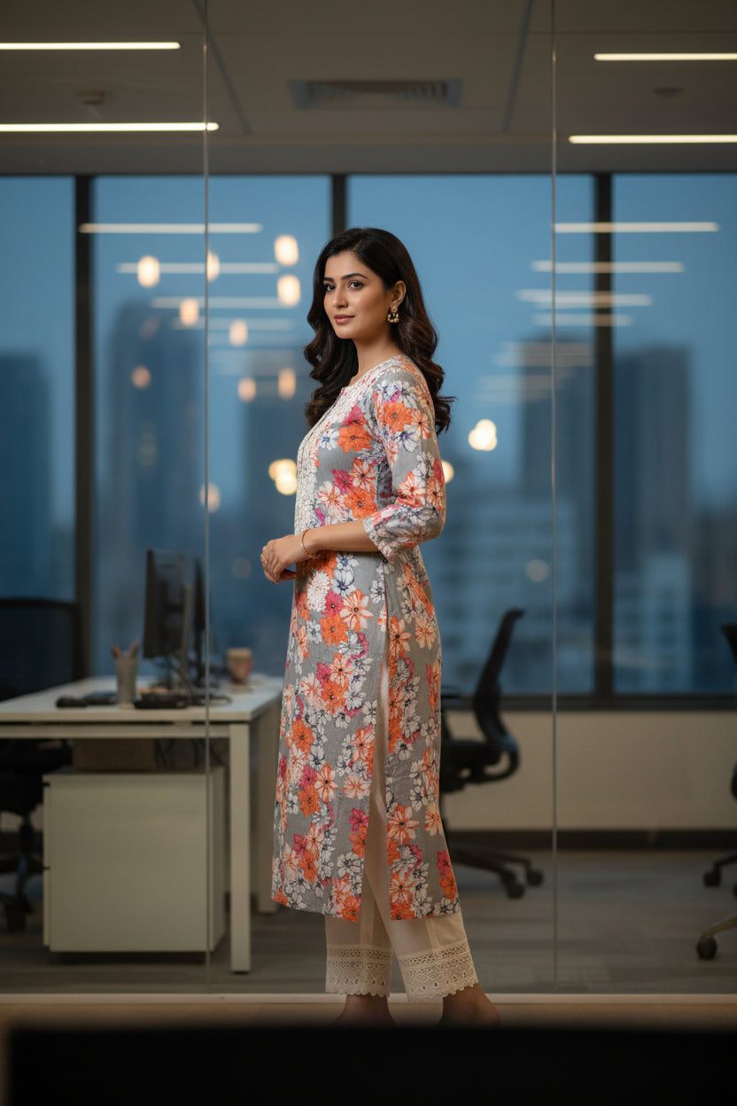 Excusive Orange Lucknowi Chikankari Cordset